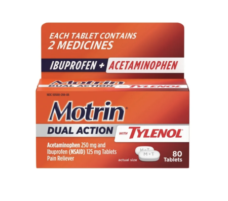 Motrin Dual Action with Tylenol, Ibuprofen & Acetaminophen, 80 Ct